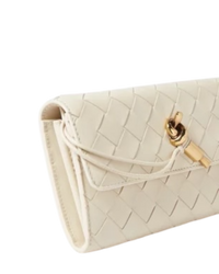 Bottega Veneta Andiamo Large Flap Wallet in Intrecciato Nappa Leather — Sea Salt