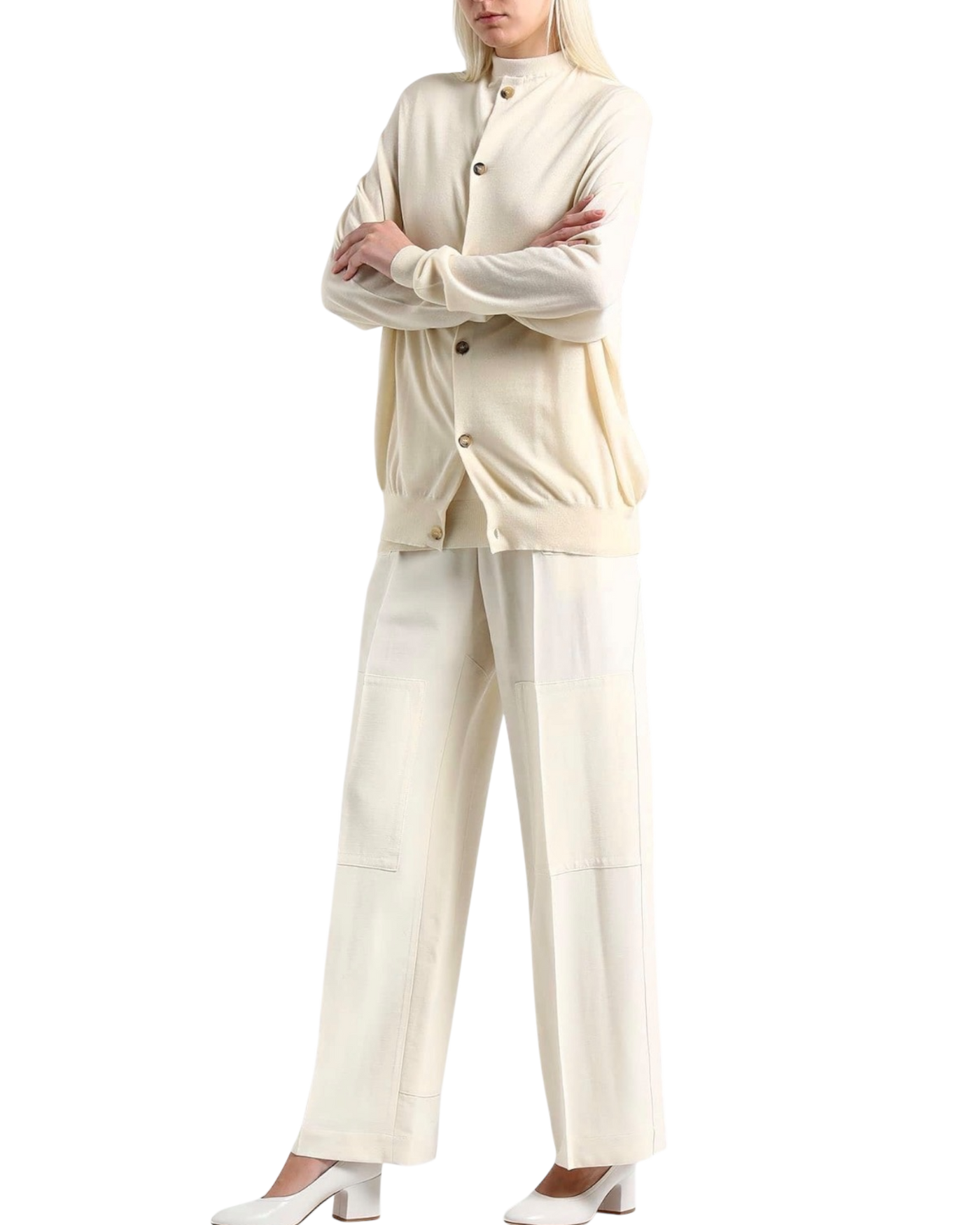 Celine FW18 Cashmere Mock-Neck Button Cardigan