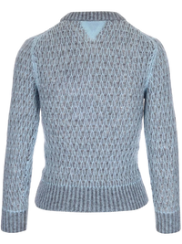 Bottega Veneta Crewneck Ribbed Jumper in Blue and Grey