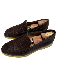 Loro Piana Brown Alligator Leather Embossed Summer Walk Loafers