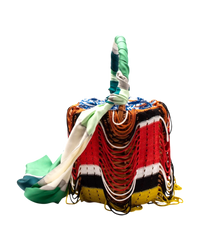 Missoni Fringed Crochet-Knit and Straw Bucket Bag