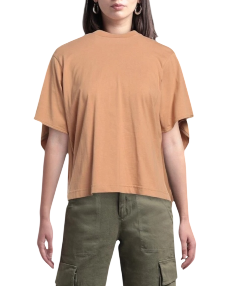 Celine by Phoebe Philo Scarf T-Shirt — Nude Cotton with Lambskin Trim, Size XS [FR 34/IT 38]