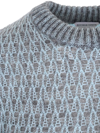 Bottega Veneta Crewneck Ribbed Jumper in Blue and Grey