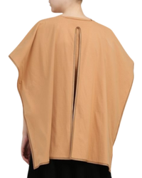 Celine by Phoebe Philo Scarf T-Shirt — Nude Cotton with Lambskin Trim, Size XS [FR 34/IT 38]