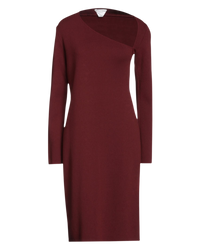 Bottega Veneta Asymmetric Neck Knit Dress in Rust