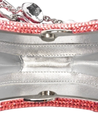 Judith Leiber Watermelon Crescent Crystal-Embelliished Silver-Toned Clutch in Red