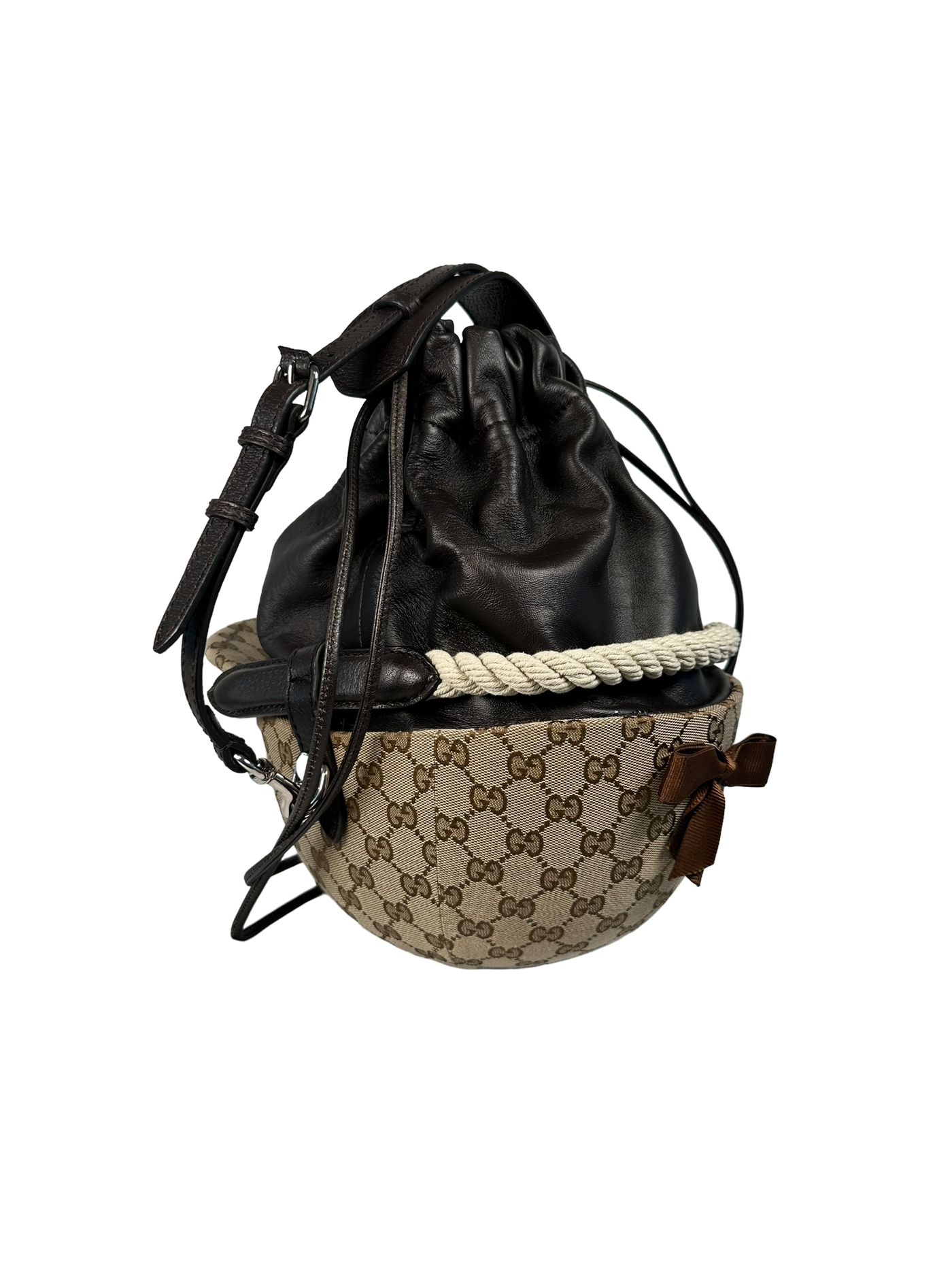 Gucci Brown Equestrian GG Top Handle Bag