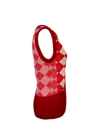 MM6 Maison Margiela Assymetric Red Argyle Unisex Tank