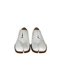 Maison Margiela Crinkle Leather Tabi Loafers in White