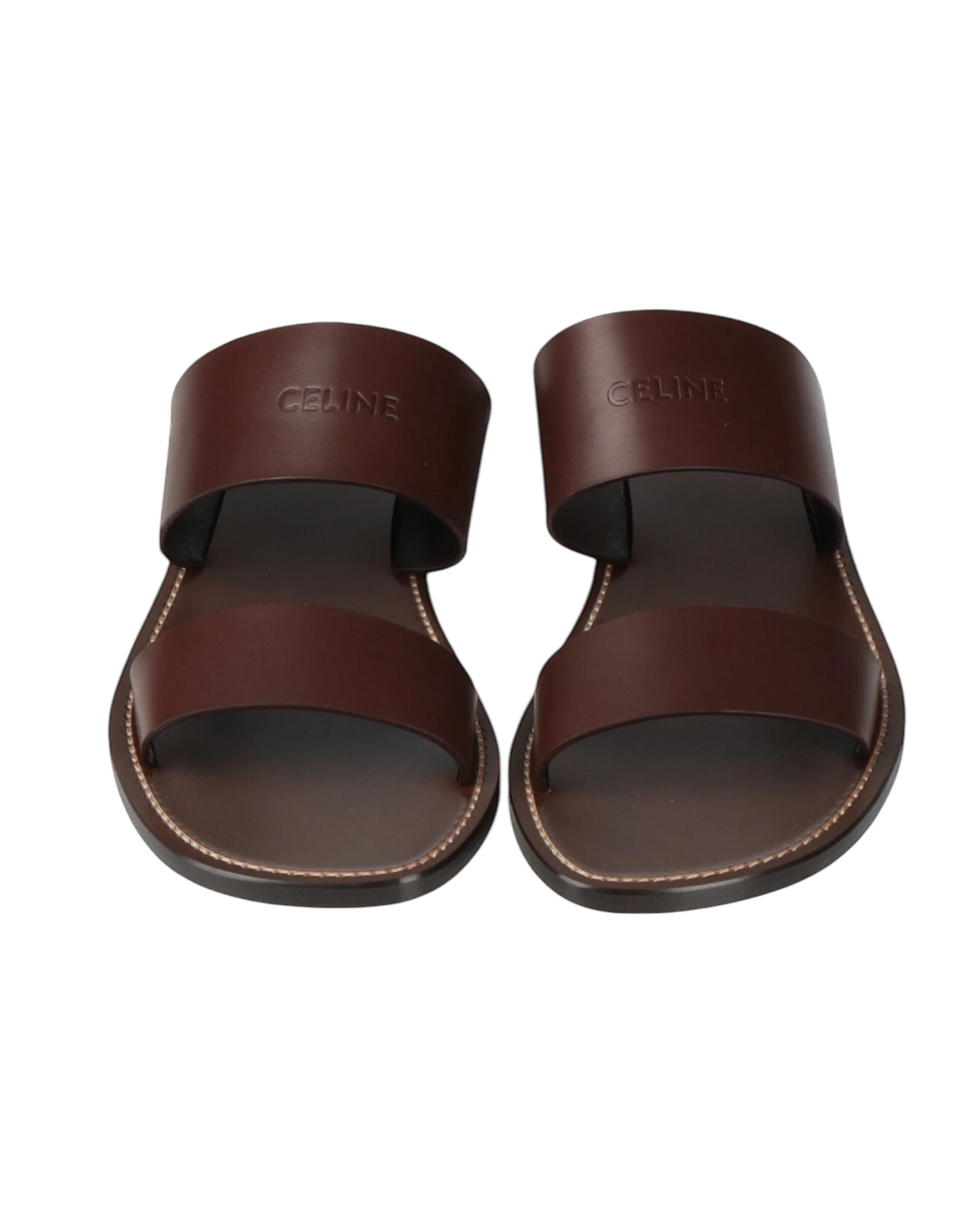 Celine Lerins Slides in Dark Brown