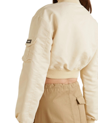 Coperni Cut-Out Cropped Twill Bomber Jacket in Cream