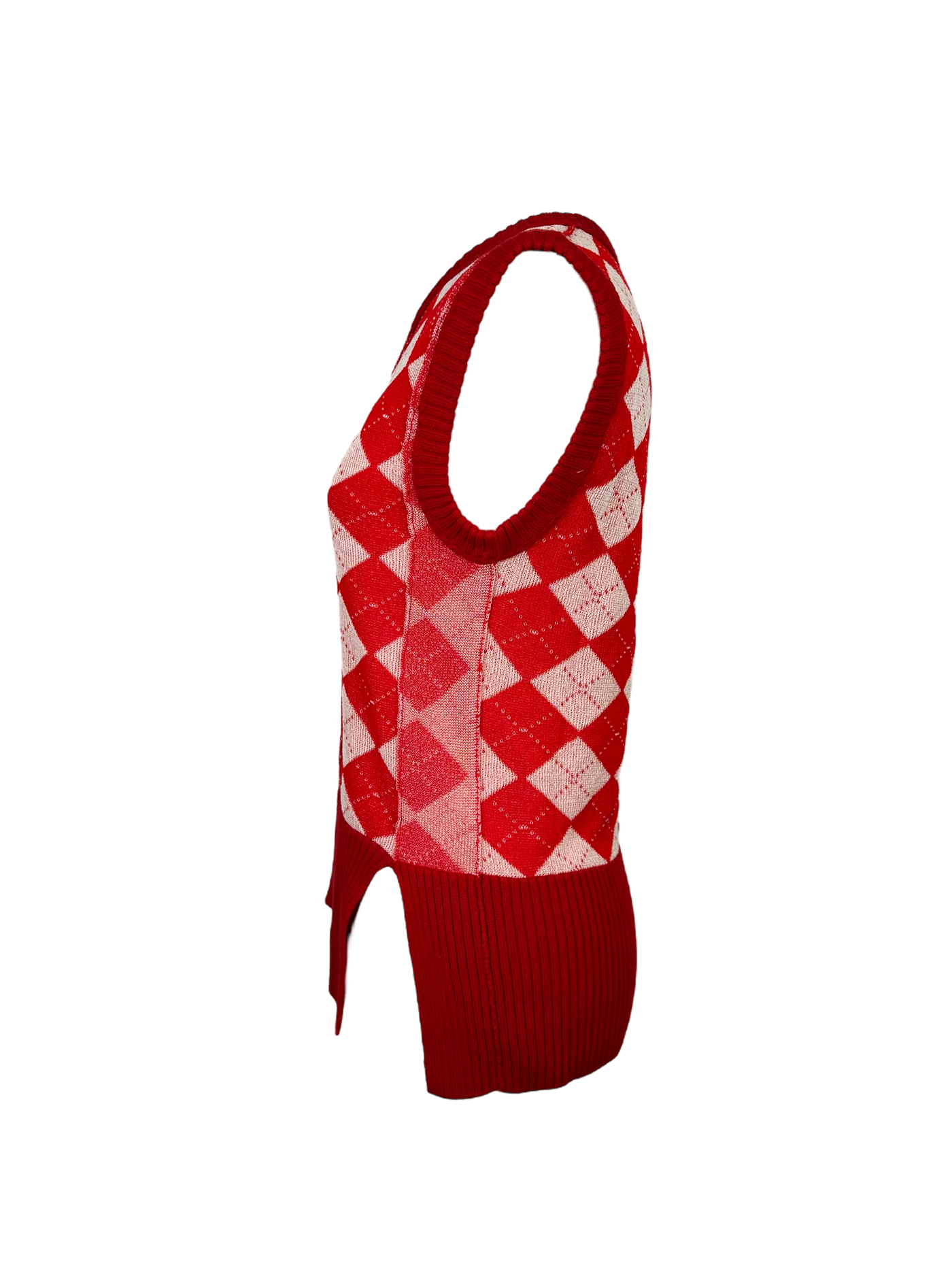 MM6 Maison Margiela Assymetric Red Argyle Unisex Tank