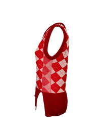MM6 Maison Margiela Assymetric Red Argyle Unisex Tank