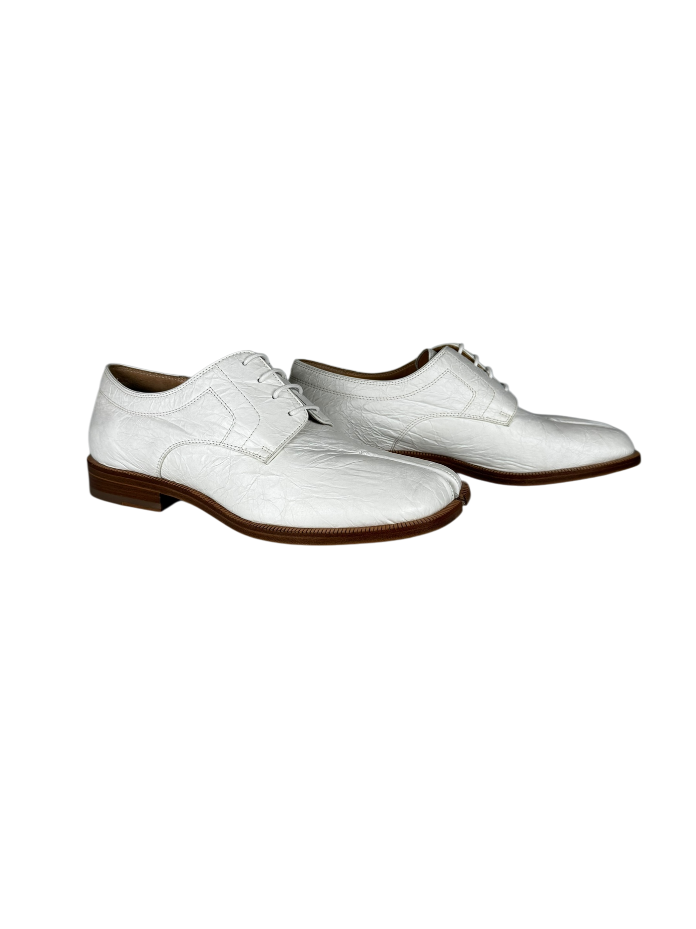 Maison Margiela Crinkle Leather Tabi Loafers in White