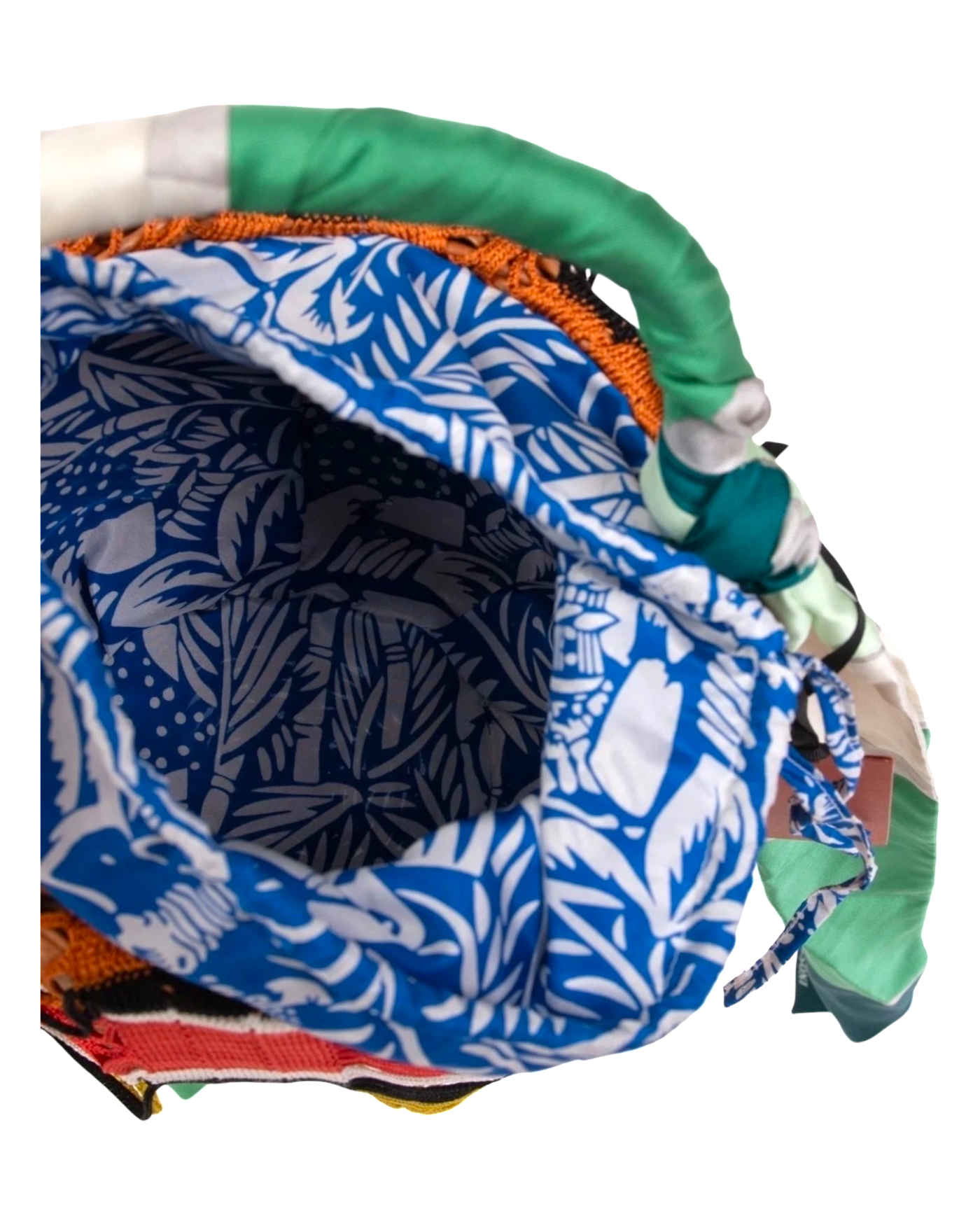 Missoni Fringed Crochet-Knit and Straw Bucket Bag