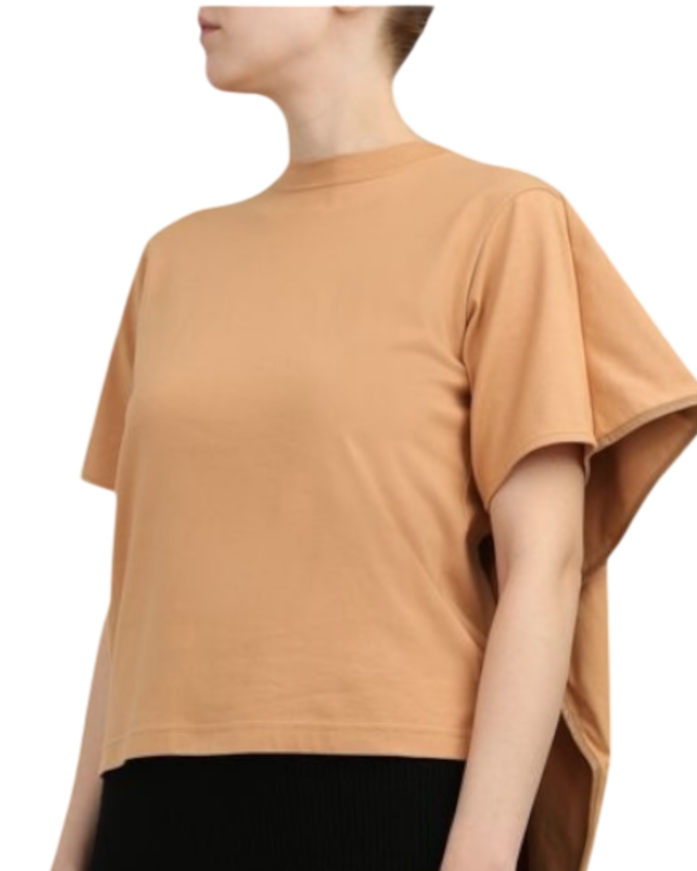 Celine by Phoebe Philo Scarf T-Shirt — Nude Cotton with Lambskin Trim, Size XS [FR 34/IT 38]
