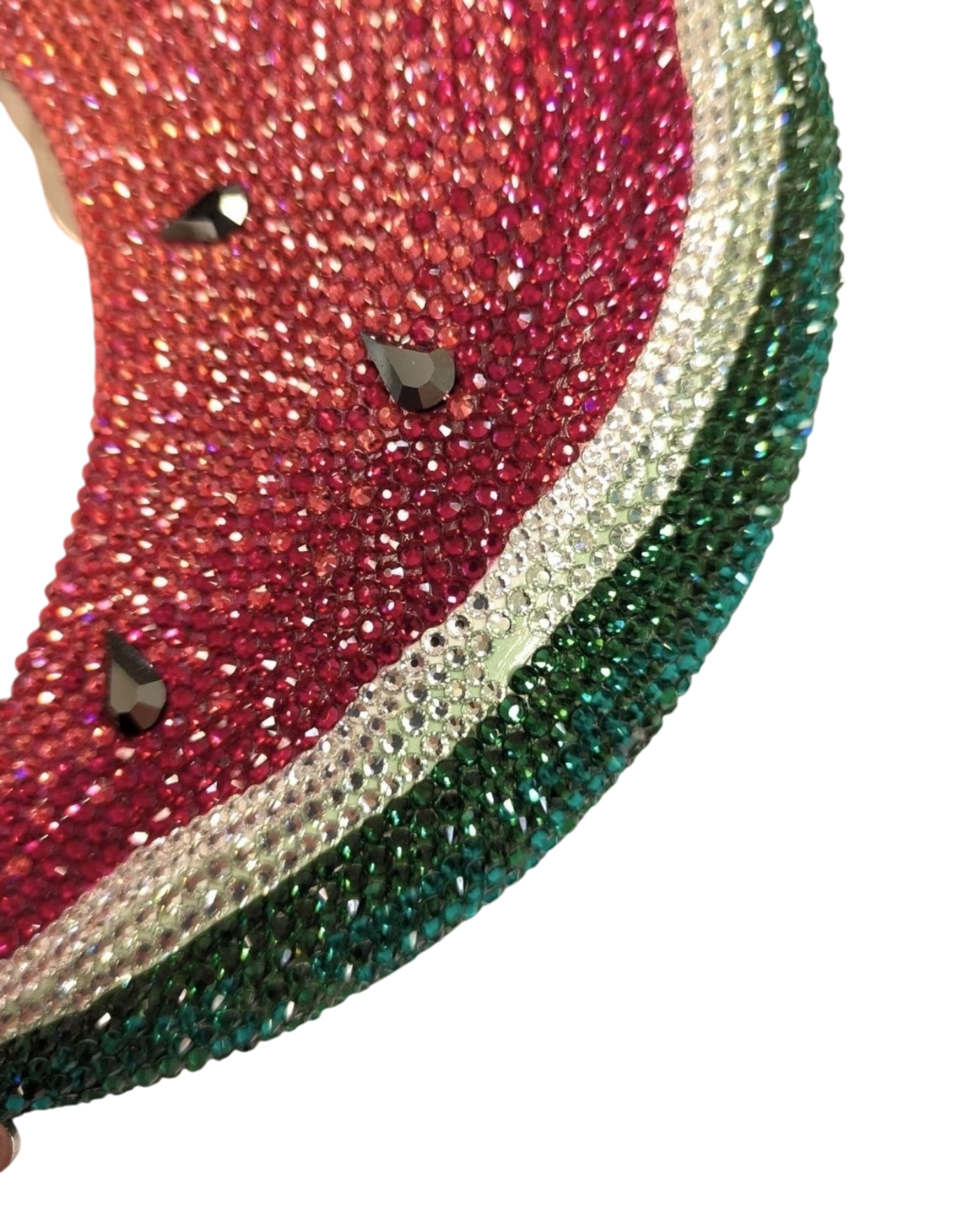 Judith Leiber Watermelon Crescent Crystal-Embelliished Silver-Toned Clutch in Red