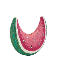 Judith Leiber Watermelon Crescent Crystal-Embelliished Silver-Toned Clutch in Red