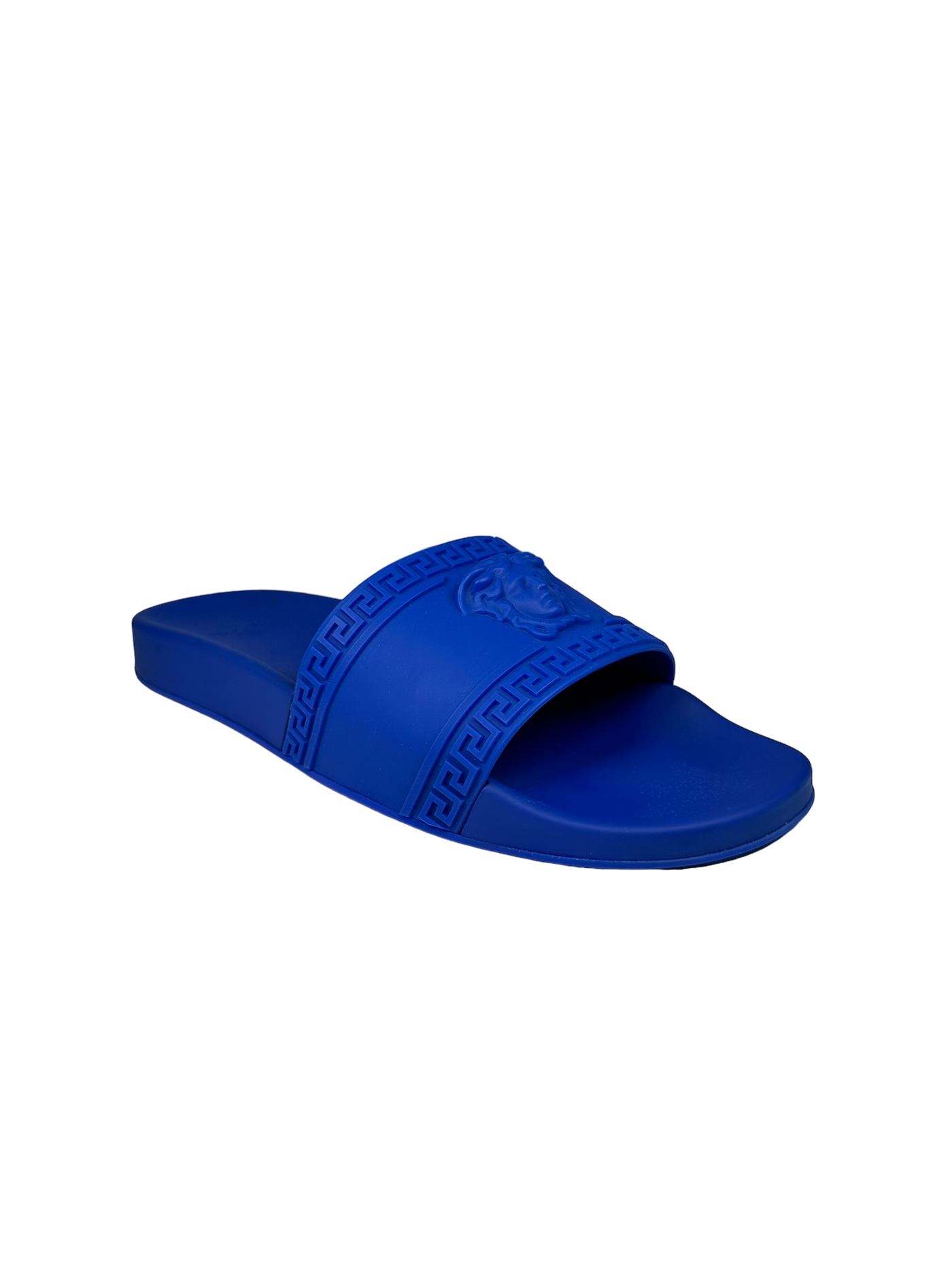 Versace Medusa Head Flat Slides in Blue