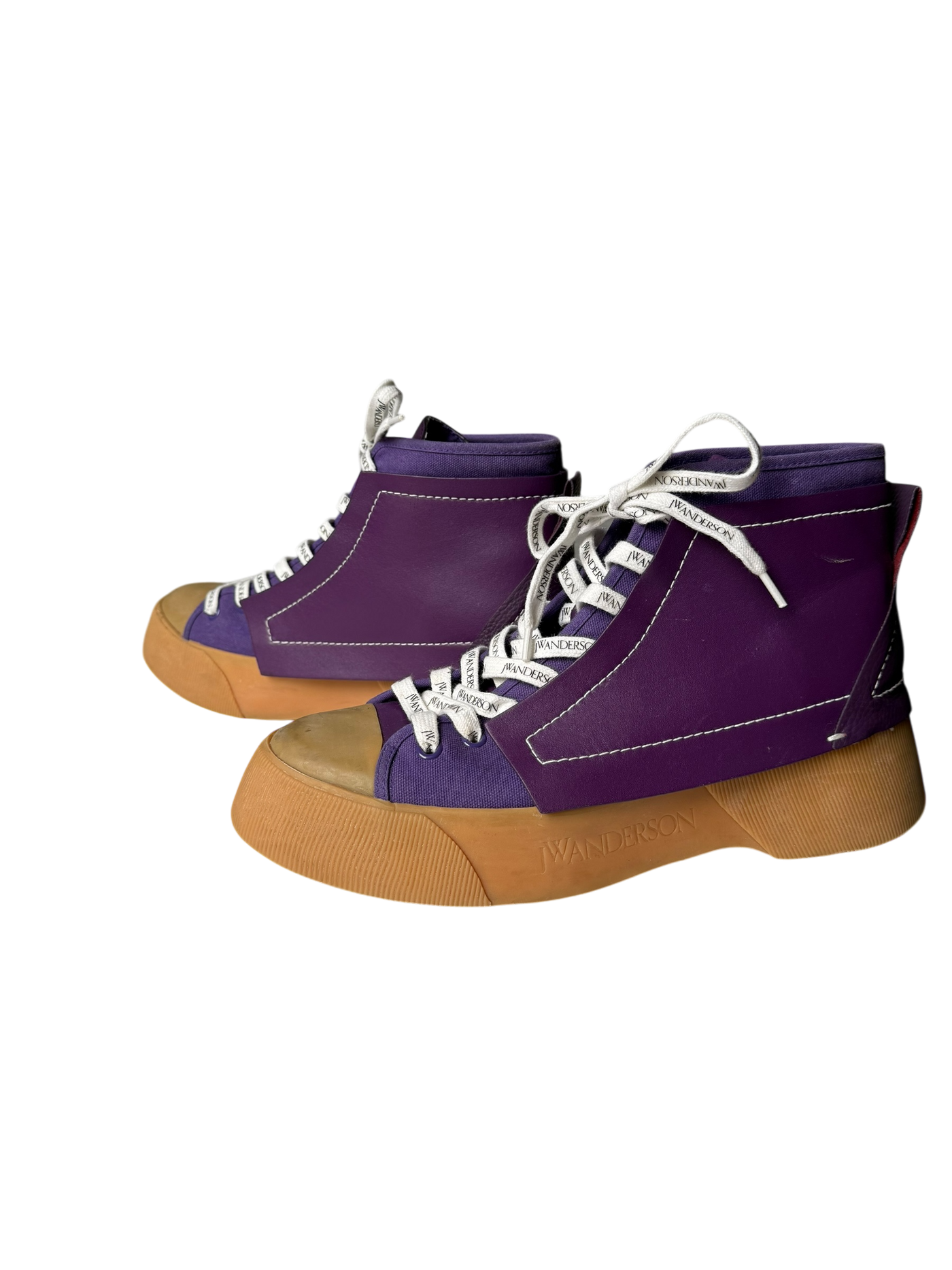 JW Anderson Paneled High Top Sneakers in Purple