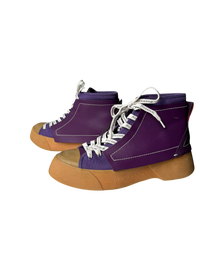 JW Anderson Paneled High Top Sneakers in Purple