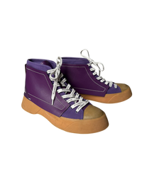 JW Anderson Paneled High Top Sneakers in Purple