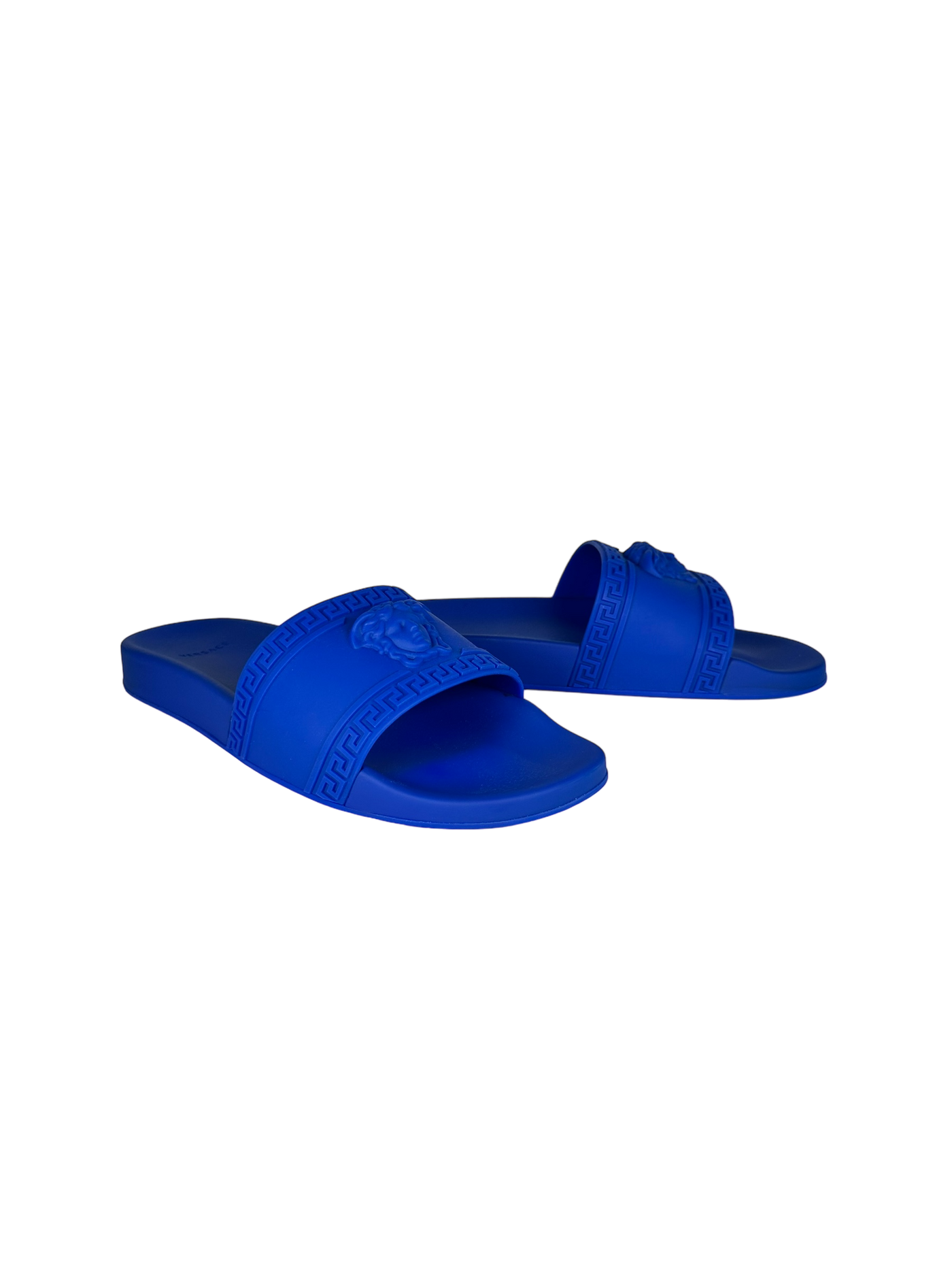Versace Medusa Head Flat Slides in Blue