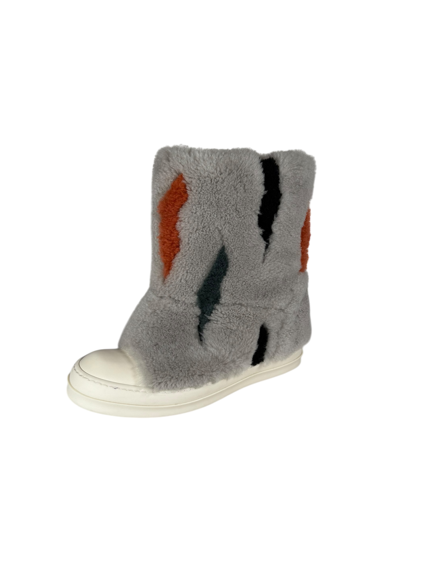 Rick Owens Grey Jumbo Puffer Shearling Boot
