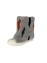 Rick Owens Grey Jumbo Puffer Shearling Boot