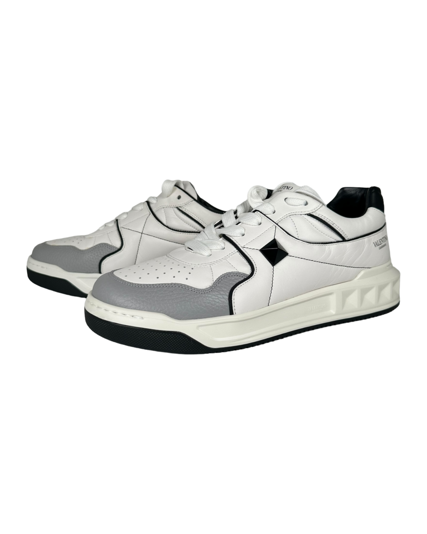 Valentino One Stud Sneakers in Black and White