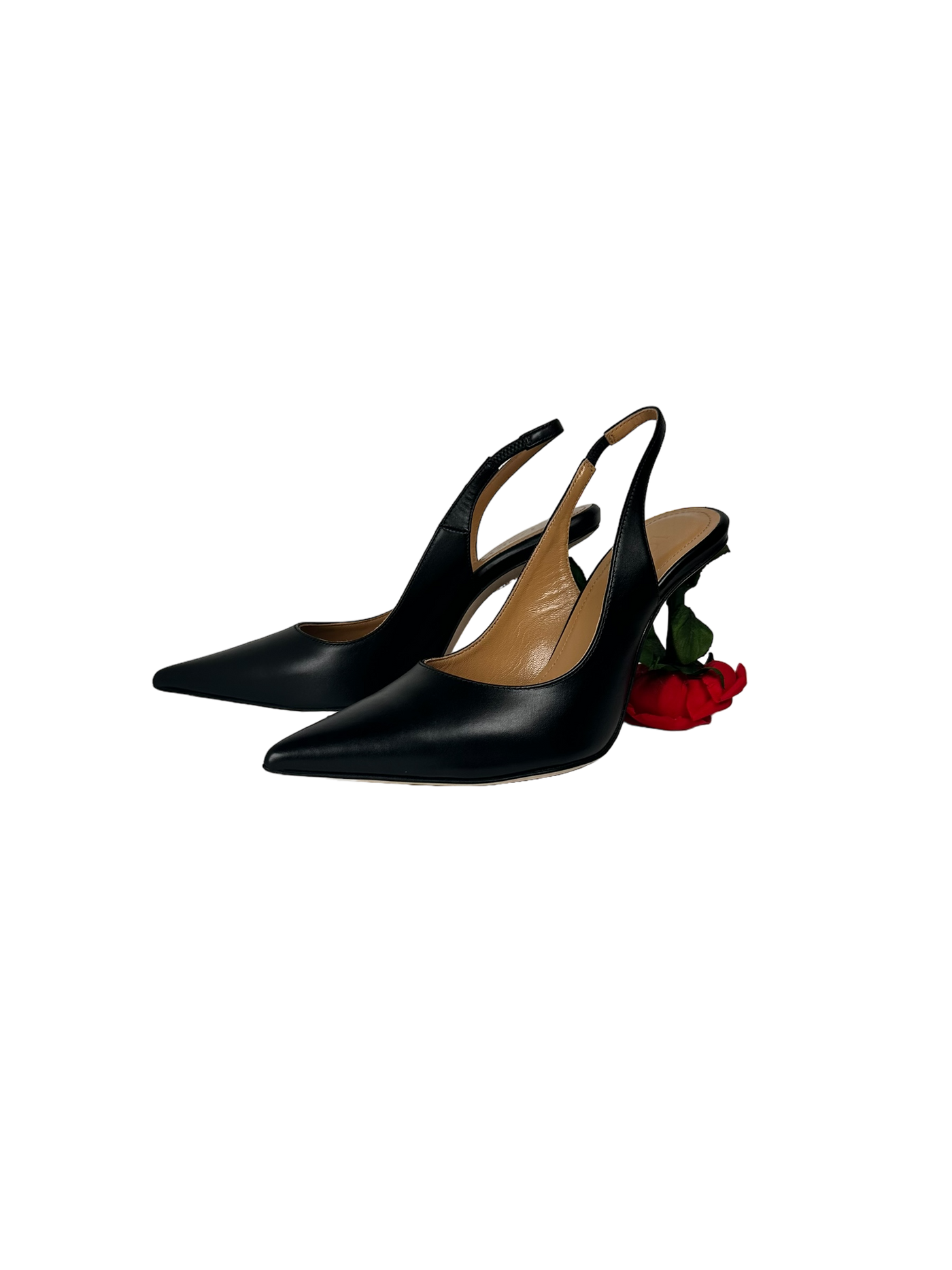 Loewe Leather Rose-Heel Slingback Pumps