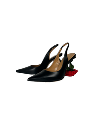 Loewe Leather Rose-Heel Slingback Pumps