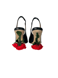 Loewe Leather Rose-Heel Slingback Pumps