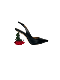 Loewe Leather Rose-Heel Slingback Pumps