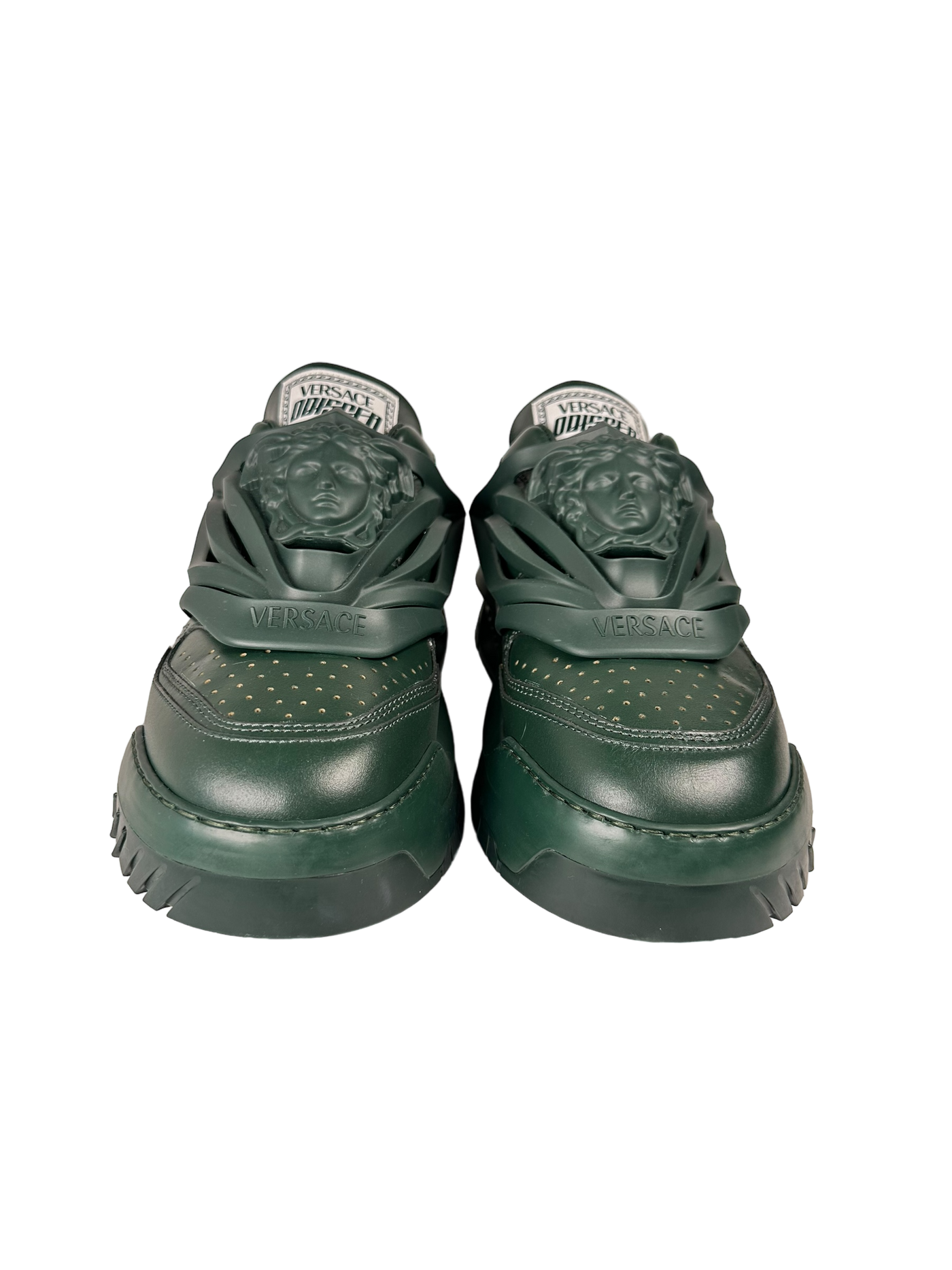 VERSACE ODISSEA CAGE RUBBER MEDUSA SNEAKER IN GREEN
