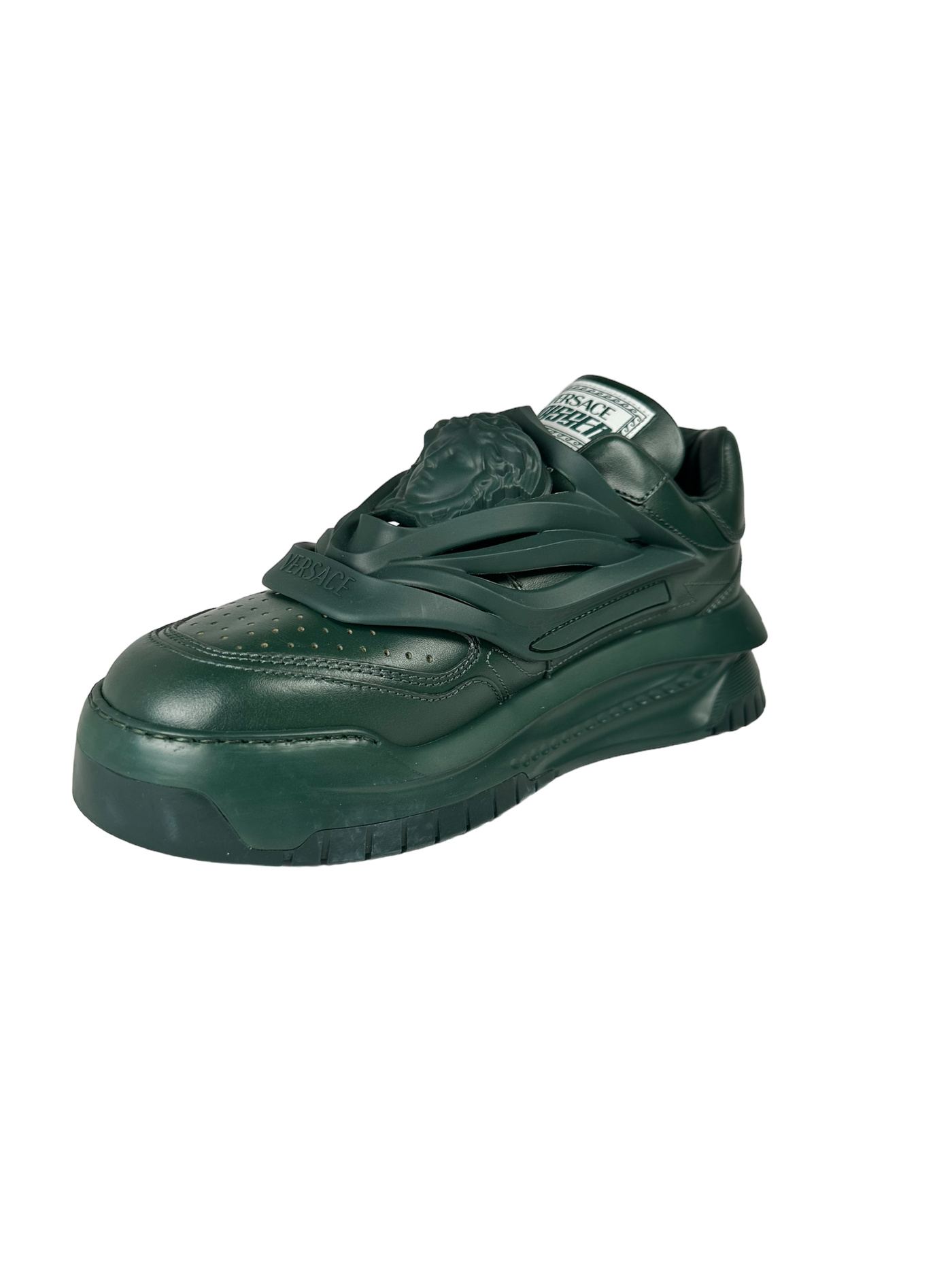 VERSACE ODISSEA CAGE RUBBER MEDUSA SNEAKER IN GREEN