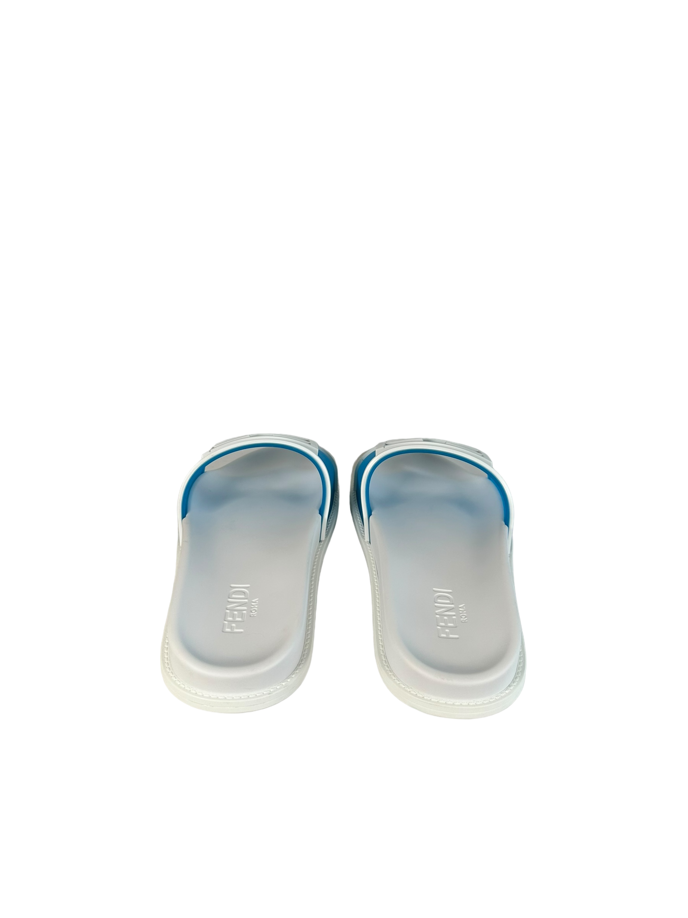 Fendi Baguette Rubber Slides in Blue