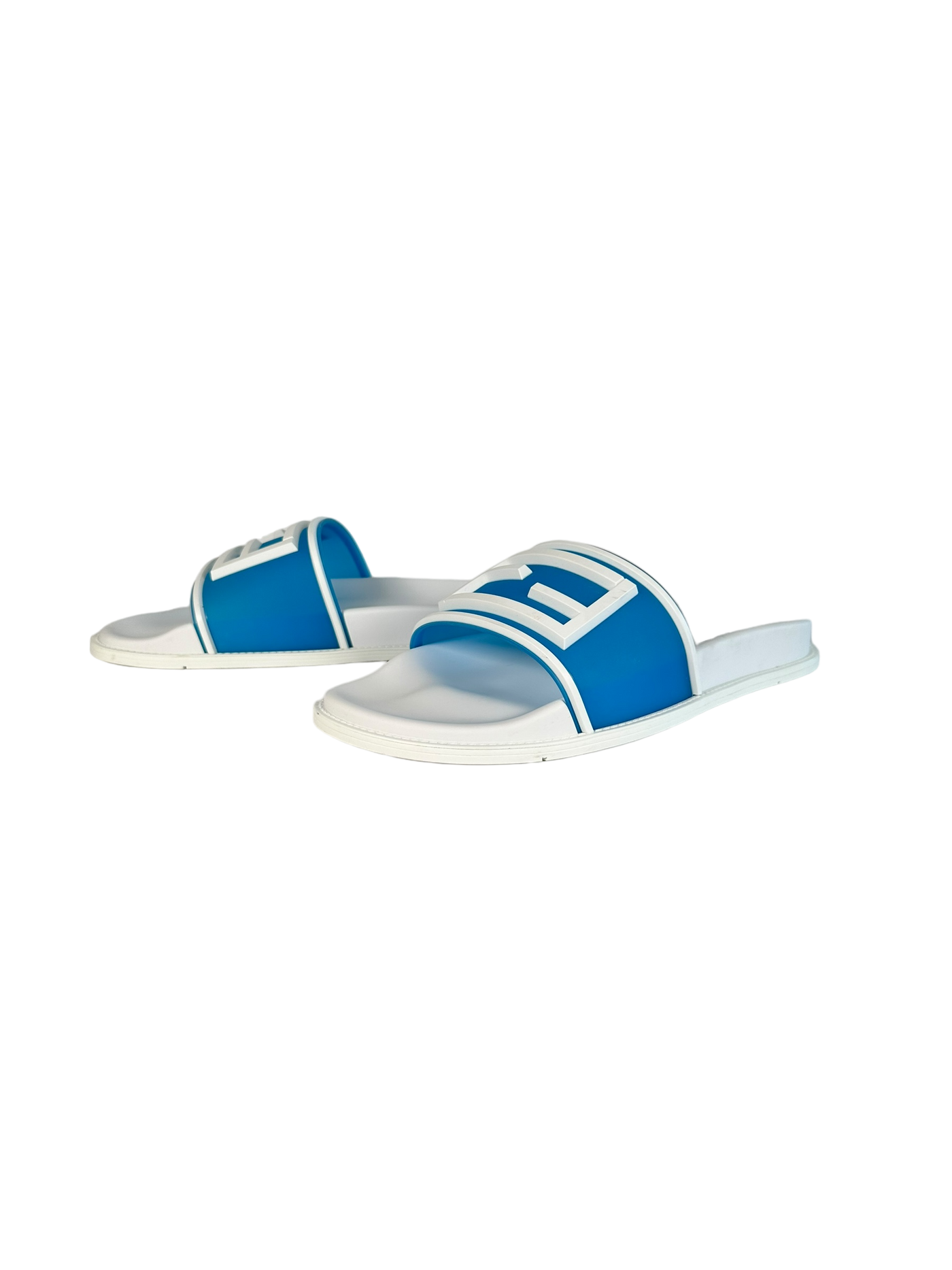 Fendi Baguette Rubber Slides in Blue