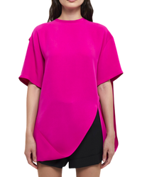 Valentino Garavani Drape-Detail Asymmetric T-Shirt – Pink