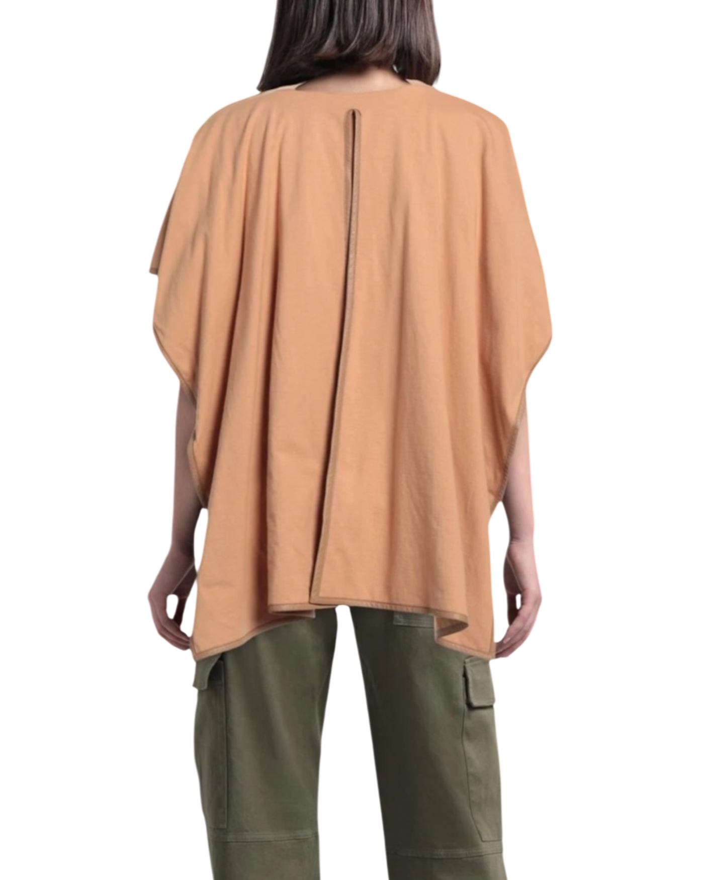 Celine by Phoebe Philo Scarf T-Shirt — Nude Cotton with Lambskin Trim, Size XS [FR 34/IT 38]