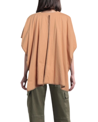 Celine by Phoebe Philo Scarf T-Shirt — Nude Cotton with Lambskin Trim, Size XS [FR 34/IT 38]
