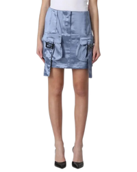 Fendi Satin Utility Skirt - Ice Blue,  Size M