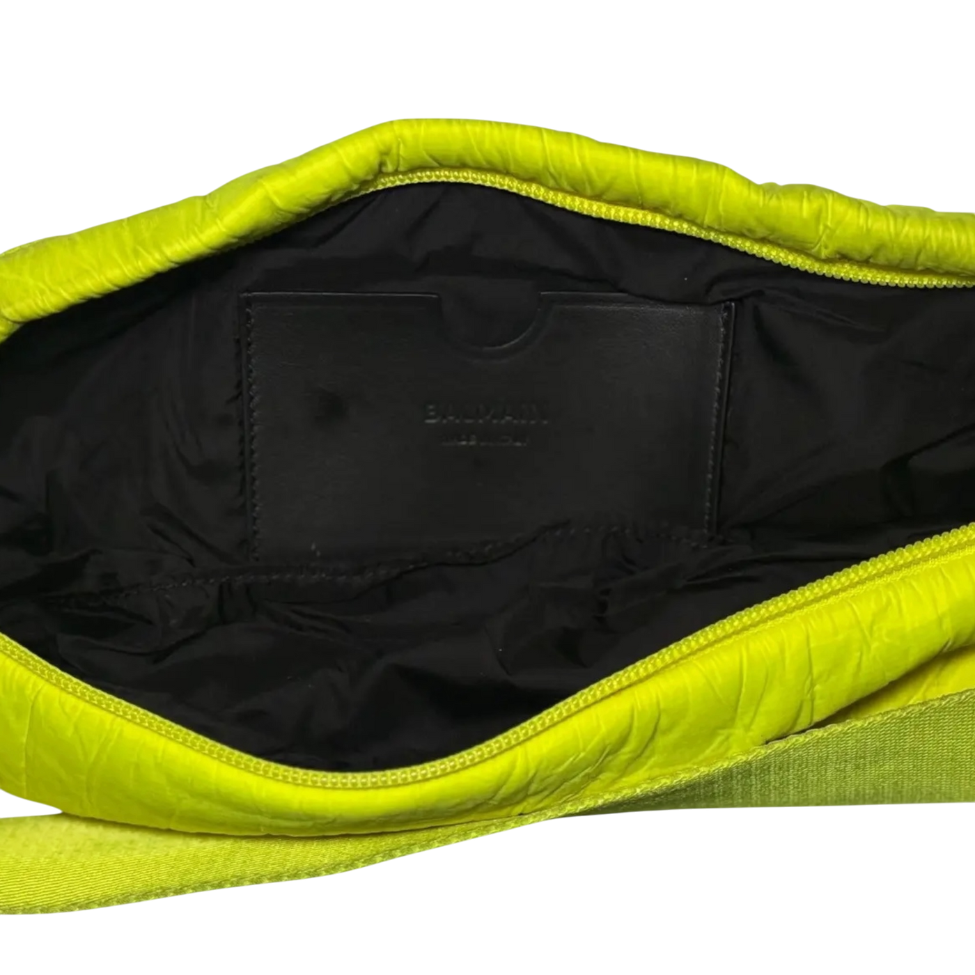 Balmain B-Army Quilted Monogram Crossbody Sling — Neon Yellow