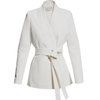 Gabriela Hearst Racer Belted Blazer — White Cotton Denim, Size S [US 4/FR 36/IT 40]