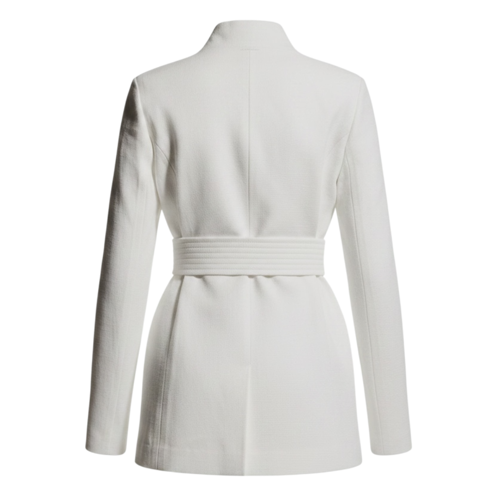 Gabriela Hearst Racer Belted Blazer — White Cotton Denim, Size S [US 4/FR 36/IT 40]