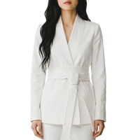 Gabriela Hearst Racer Belted Blazer — White Cotton Denim, Size S [US 4/FR 36/IT 40]