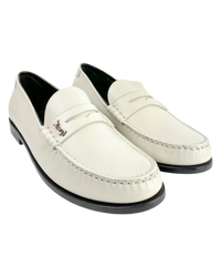 Saint Laurent Le Loafer Monogram Penny Slippers in Pearl
