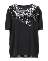 MM6 Margiela Embellished Jersey T-Shirt with Black and Silver Sequins