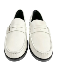 Saint Laurent Le Loafer Monogram Penny Slippers in Pearl