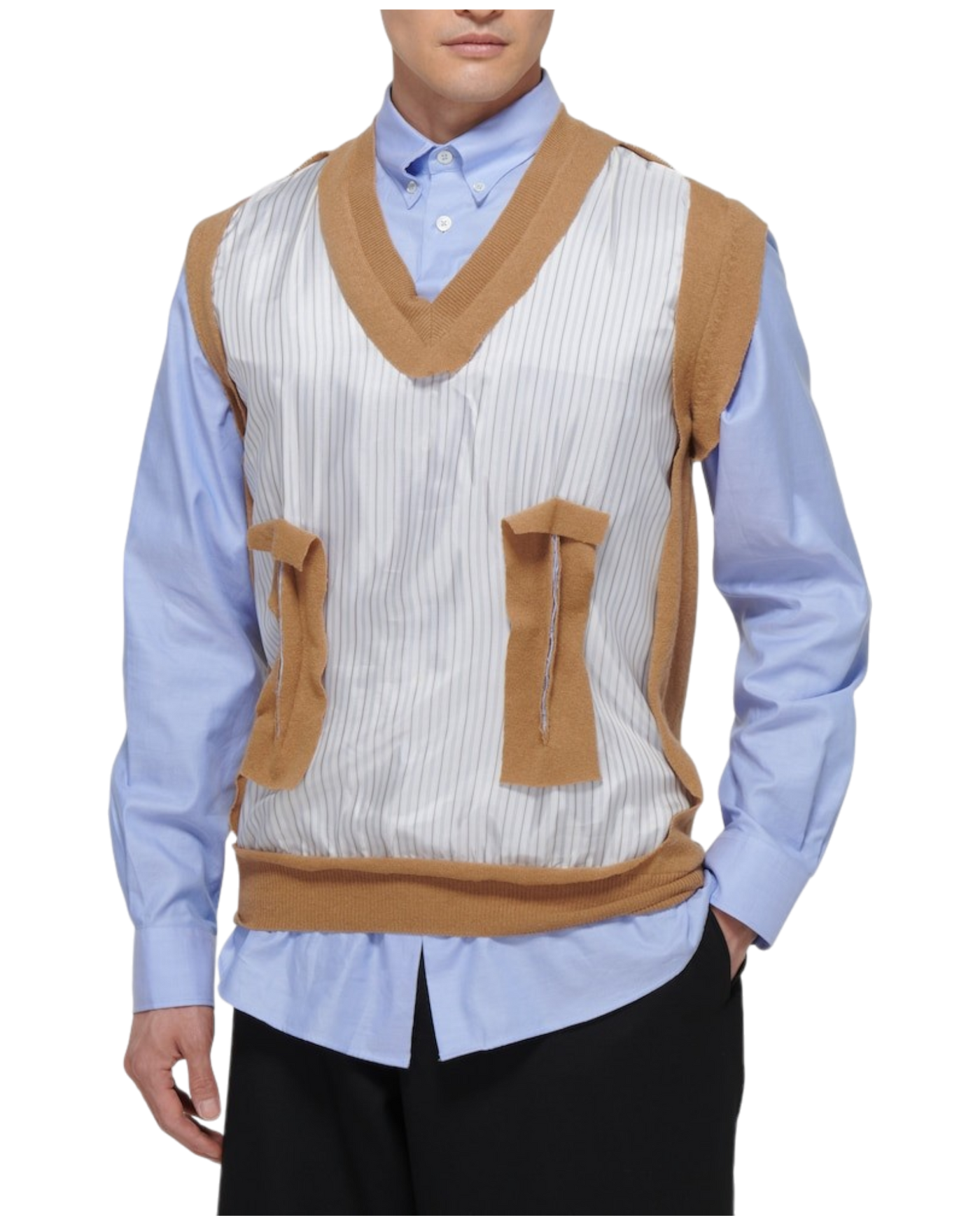 Maison Margiela Blue Spliced Oxford Shirt